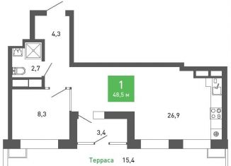 Продам 1-комнатную квартиру, 48.5 м2, Воронеж, Железнодорожный район