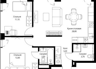 Продается двухкомнатная квартира, 62 м2, Москва, ЗАО, Верейская улица, 29с35