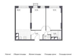 Продам 1-комнатную квартиру, 55.3 м2, Московская область, жилой комплекс Спутник, к15
