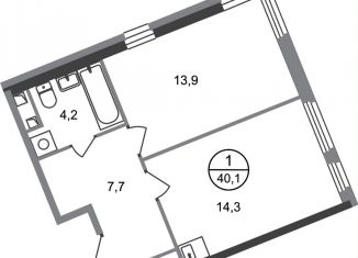 1-комнатная квартира на продажу, 40.1 м2, Москва, деревня Рассказовка, 2