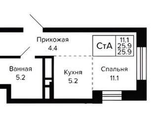 Продается квартира студия, 25.9 м2, Новосибирск, метро Золотая Нива, Красносельская улица