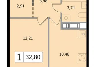 Продажа 1-комнатной квартиры, 32.8 м2, Московская область