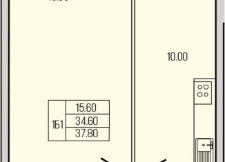 1-комнатная квартира на продажу, 37.8 м2, Ленинградская область