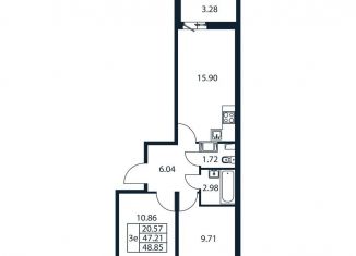 Продажа 2-ком. квартиры, 50.5 м2, Ленинградская область