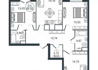 Продам 3-комнатную квартиру, 85.5 м2, Тверь, Московский район