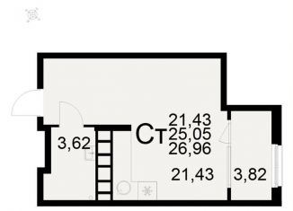 Продаю квартиру студию, 27 м2, Рязань, Московский район