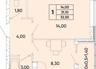 Продам 1-комнатную квартиру, 32.5 м2, Ростовская область, проспект 40-летия Победы, 119/1