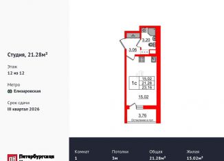 Квартира на продажу студия, 21.3 м2, Санкт-Петербург, муниципальный округ Невская Застава