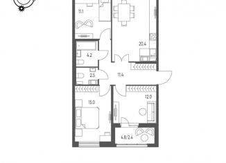 Продам 3-ком. квартиру, 79 м2, Омская область, микрорайон Зелёная Река, 13