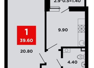 Продам однокомнатную квартиру, 39.6 м2, Краснодарский край, Конгрессная улица, лит17