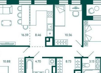 Квартира на продажу свободная планировка, 78.1 м2, Уфа