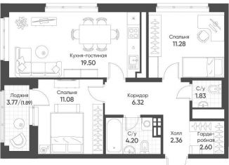 Продается 2-ком. квартира, 61.3 м2, Екатеринбург, метро Ботаническая