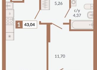 Продам 1-комнатную квартиру, 43 м2, Екатеринбург, метро Геологическая