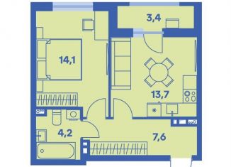 Продажа двухкомнатной квартиры, 41.3 м2, Пермь, Индустриальный район