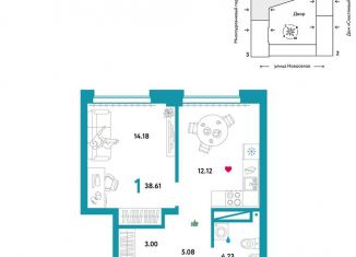 Продается 1-ком. квартира, 38.6 м2, Тюмень, улица Новосёлов, 92, Калининский округ