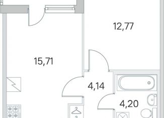 1-комнатная квартира на продажу, 38.9 м2, посёлок Шушары