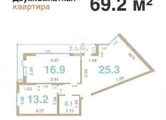 Продам 2-ком. квартиру, 69 м2, Краснодарский край, Шоссейная улица, 27