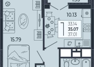 Продам 1-ком. квартиру, 35.1 м2, Краснодар, Прикубанский округ, Адмиралтейский бульвар, 1