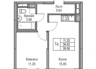 Продается 1-комнатная квартира, 36.8 м2, Санкт-Петербург, Приморский район, Ивинская улица, 1к3