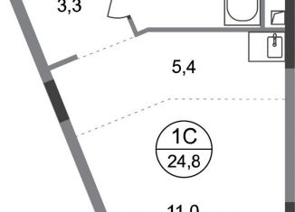 Продаю квартиру студию, 24.8 м2, Москва, деревня Рассказовка, 2