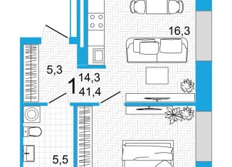 Продаю 1-ком. квартиру, 41.4 м2, Уфа, ЖК Империал, улица Аксакова, 18