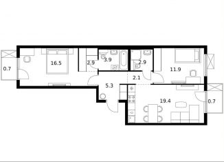 2-ком. квартира на продажу, 66.3 м2, Москва, станция Щербинка