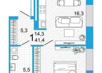 Продается однокомнатная квартира, 41.4 м2, Уфа, ЖК Империал, улица Аксакова, 18