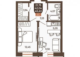 Продажа двухкомнатной квартиры, 43.9 м2, Новосибирск, Новоуральская улица, 10