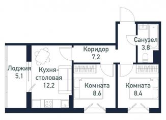 2-комнатная квартира на продажу, 39.6 м2, Челябинская область