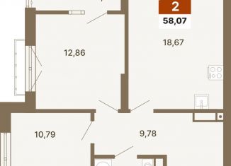 Продажа 2-комнатной квартиры, 58.1 м2, Свердловская область