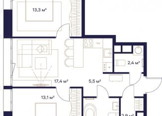 Продажа двухкомнатной квартиры, 60.2 м2, Москва, район Ростокино