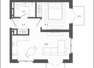 Продается 1-ком. квартира, 49.9 м2, Барнаул, Центральный район, Змеиногорский тракт, 35Бк2