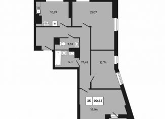 Продается 3-ком. квартира, 90.5 м2, Ростов-на-Дону, проспект Шолохова, 211/3