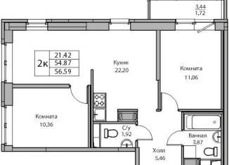 Продаю 2-ком. квартиру, 54.9 м2, Санкт-Петербург, Ивинская улица, 5к1, муниципальный округ Лахта-Ольгино