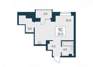 Квартира на продажу студия, 35.5 м2, Новосибирск, ЖК Расцветай на Красном