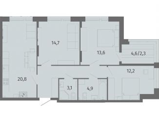 Продажа 3-комнатной квартиры, 82.1 м2, Калининград, улица Маршала Борзова, 107, ЖК Альпы