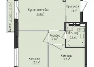 Продам двухкомнатную квартиру, 47.6 м2, село Первомайский, жилой комплекс Город Оружейников, 23, ЖК Город Оружейников