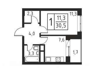 Продам однокомнатную квартиру, 30.5 м2, Люберцы, Хлебозаводской проезд, 1А, ЖК Карамельный