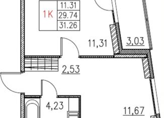 Продаю 1-ком. квартиру, 31.2 м2, Мурино, улица Шувалова, 33/35