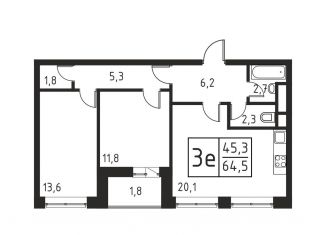 Продаю 3-ком. квартиру, 64.5 м2, Люберцы, Хлебозаводской проезд, 1А, ЖК Карамельный
