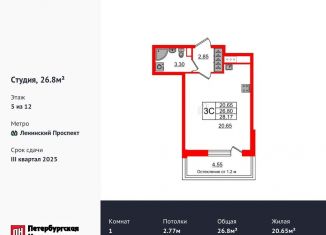 Продажа квартиры студии, 26.8 м2, Санкт-Петербург, метро Проспект Ветеранов