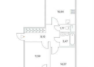 Продаю 2-ком. квартиру, 58.8 м2, посёлок Стрельна, ЖК Любоград