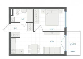 Продажа 1-комнатной квартиры, 34.5 м2, Екатеринбург, Ленинский район