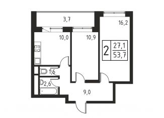 Продается 2-комнатная квартира, 53.7 м2, Люберцы, Хлебозаводской проезд, 1А, ЖК Карамельный