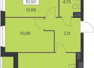 Двухкомнатная квартира на продажу, 51.5 м2, Свердловская область, улица Академика Ландау, 37