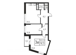Продаю 3-комнатную квартиру, 76.3 м2, Люберцы, Хлебозаводской проезд, 1А, ЖК Карамельный