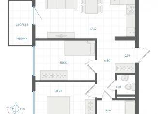 Продажа 2-комнатной квартиры, 53.6 м2, Екатеринбург, Ленинский район