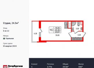 Квартира на продажу студия, 24.1 м2, Санкт-Петербург, Выборгский район