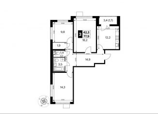 Продаю 3-комнатную квартиру, 77.9 м2, Московская область