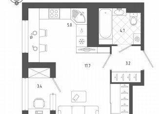 Квартира на продажу студия, 32.1 м2, Санкт-Петербург, Измайловский бульвар, 9, муниципальный округ Измайловское